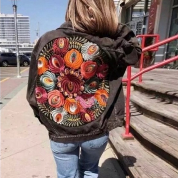 Boho Embroidered Jean Jacket - Picture 7 of 9
